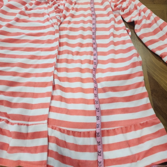 Betsey Johnson Terry Bath Robe, Large, Intimates Women's Peach Striped Belted - Picture 4 of 9
